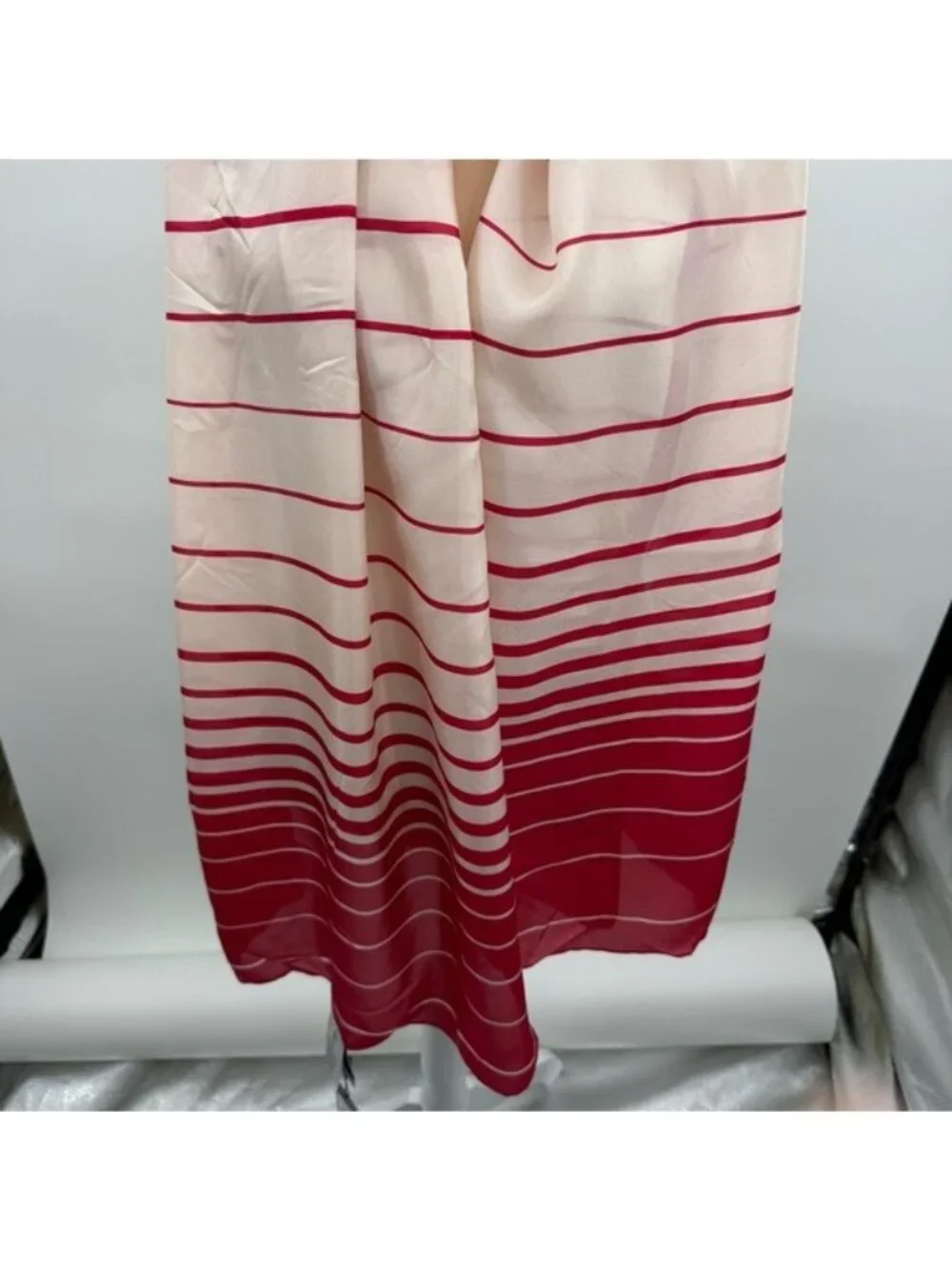 Herve Leger 100% Silk Striped Scarf Red White OS New With Tags